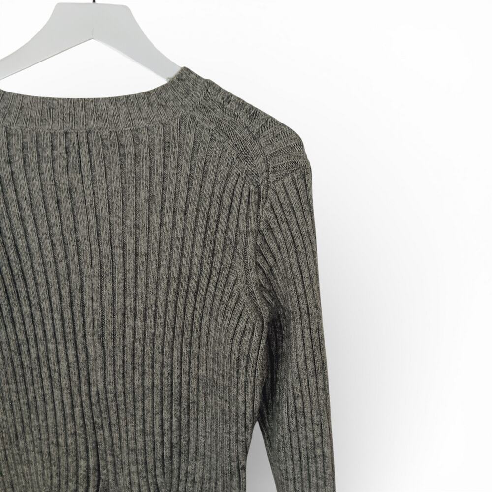 H&M Rib Knit Sweater Mini Dress Gray Wool Blend Melange - Size Large - Picture 7 of 8